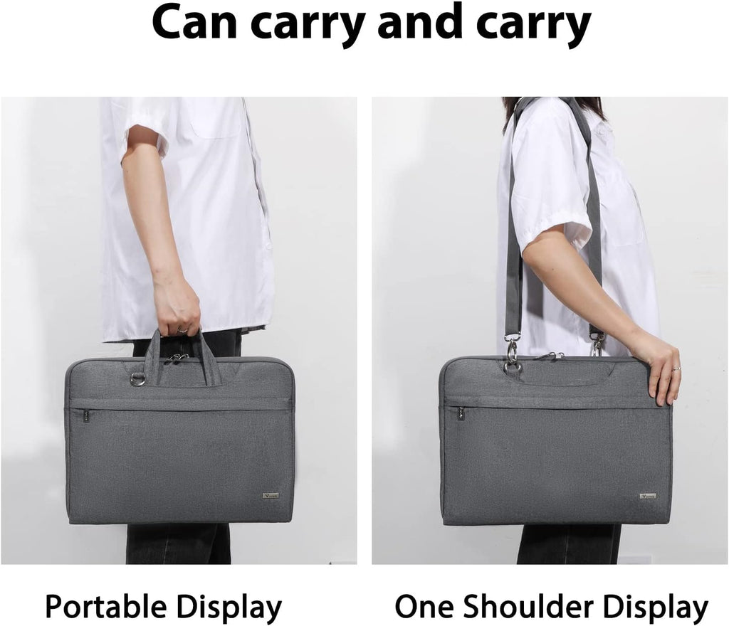 Laptop Bag 15.6 Inch with Shoulder Strap & Handle, Waterproof Laptop Case Sleeve Compatible with 15-16”Macbook Air/Pro, HP Acer Asus Dell Lenovo, Slim Computer Bag for Men Women, Grey