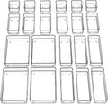 22-Piece Drawer Organizer with Non-Slip Silicone Pads, 4-Size Clear Desk Drawer Organizer Trays Storage Tray for Makeup, Jewelries, Utensils in Bedroom Dresser, Office and Kitchen, Clear
