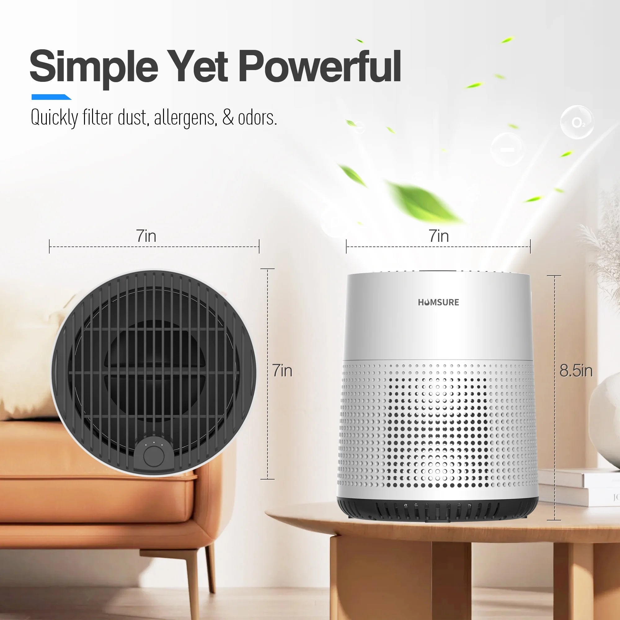 Air Purifiers for Bedroom with True HEPA 13 Filters 3-In-1, Pet Air Purifier for Pet Hair, Odors, Smoke, Dust, Portable Small Air Purifier for Home, Office, Living Room