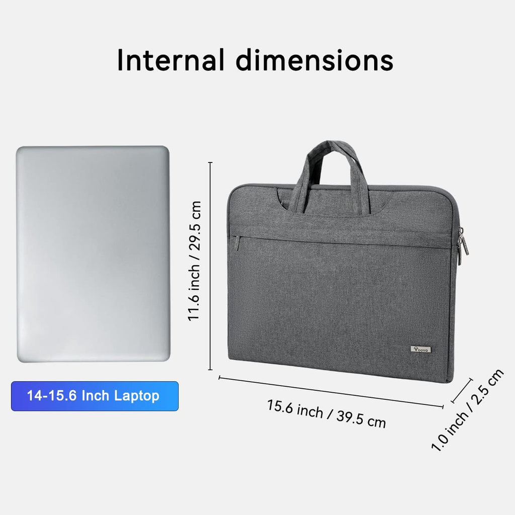 Laptop Bag 15.6 Inch with Shoulder Strap & Handle, Waterproof Laptop Case Sleeve Compatible with 15-16”Macbook Air/Pro, HP Acer Asus Dell Lenovo, Slim Computer Bag for Men Women, Grey