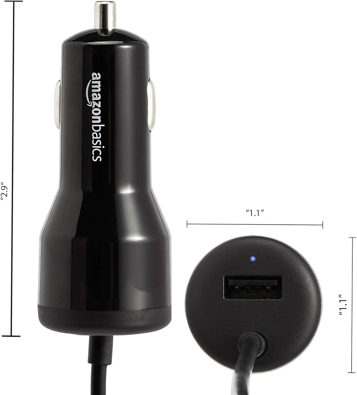 30W USB Car Charger, 1 USB-C (18W) Cable with PD, 1 USB-A (12W) Port, for Phones (Iphone 16/15/14/13/12/11/X, Samsung, and More), Black