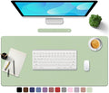 PU Leather Desk Pad with Suede Base, Multi-Color Non-Slip Mouse Pad, 36” X 17” Waterproof Desk Writing Mat, Large Desk Blotter Protector(Light Green)
